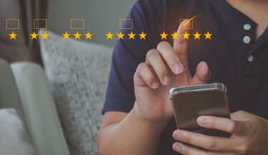 Customer review good rating concept, customer review by five star feedback, positive feedback.